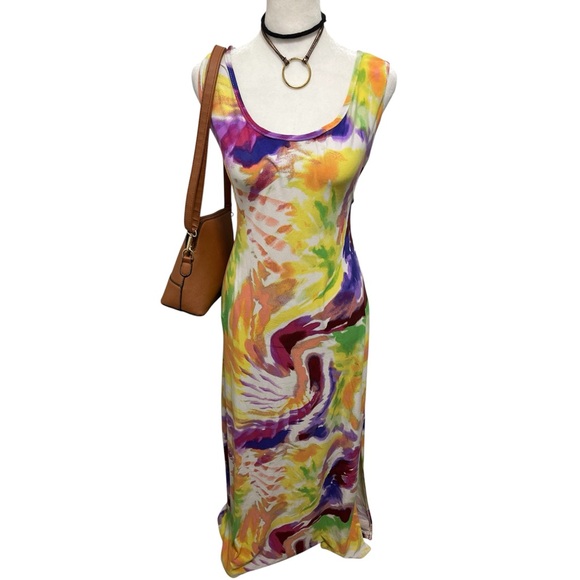 Colorful Abstract Midi Dress - Picture 1 of 8
